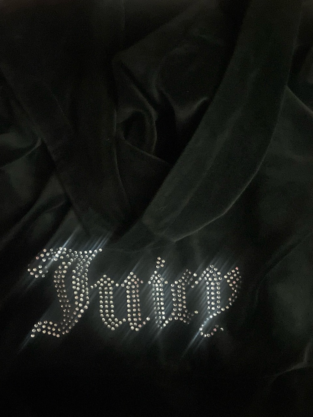 Juicy Couture Black Velour Zip Hoodie with Silver Trim